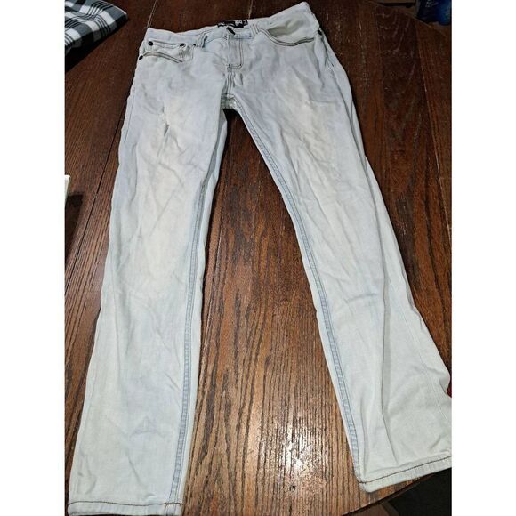 33x30 RSQ Seattle Skinny Tapered Distressed Denim Blue Jeans Pockets Belt Loops - Picture 1 of 7